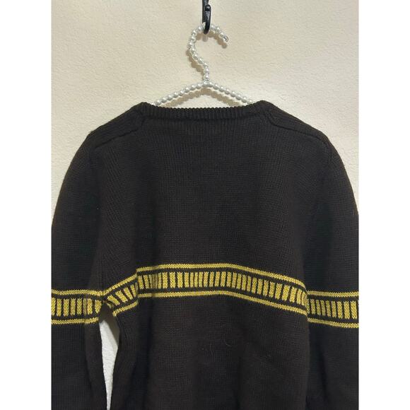 Vintage J.Crew Wool Sweater Mens Size Large Brown Knit Pullover Jumper TINY FLAW - Picture 6 of 7